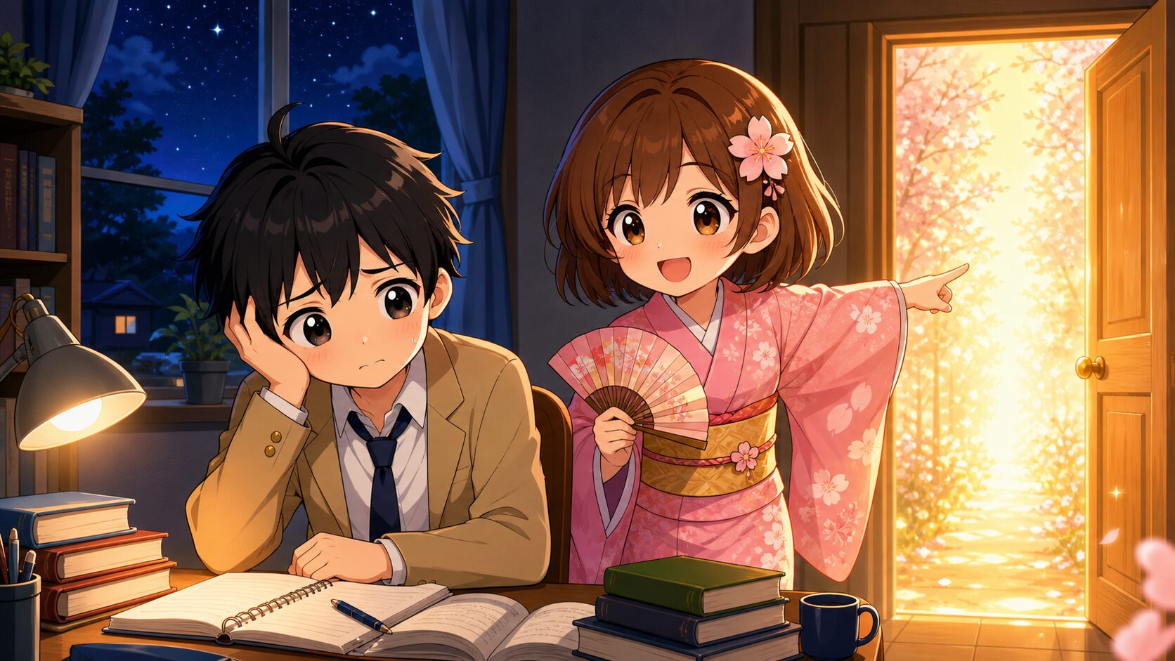 仕事辞めたい夜に相談先を紹介するサクラとマサキ