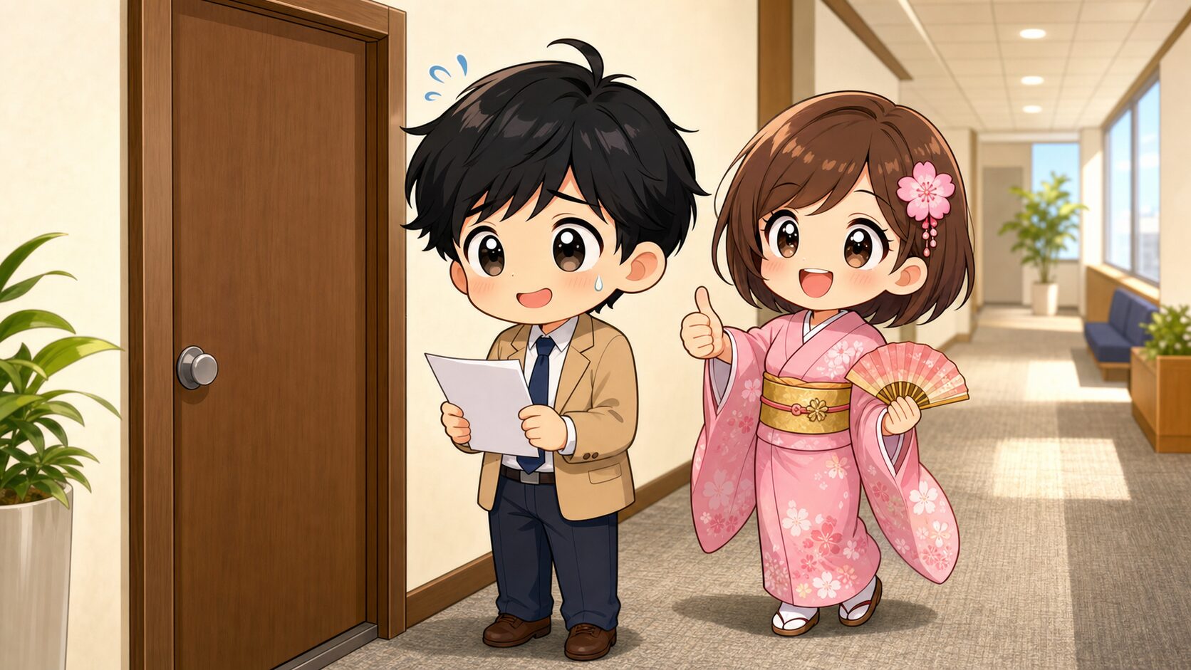 退職の切り出しに緊張するマサキを励ますサクラ