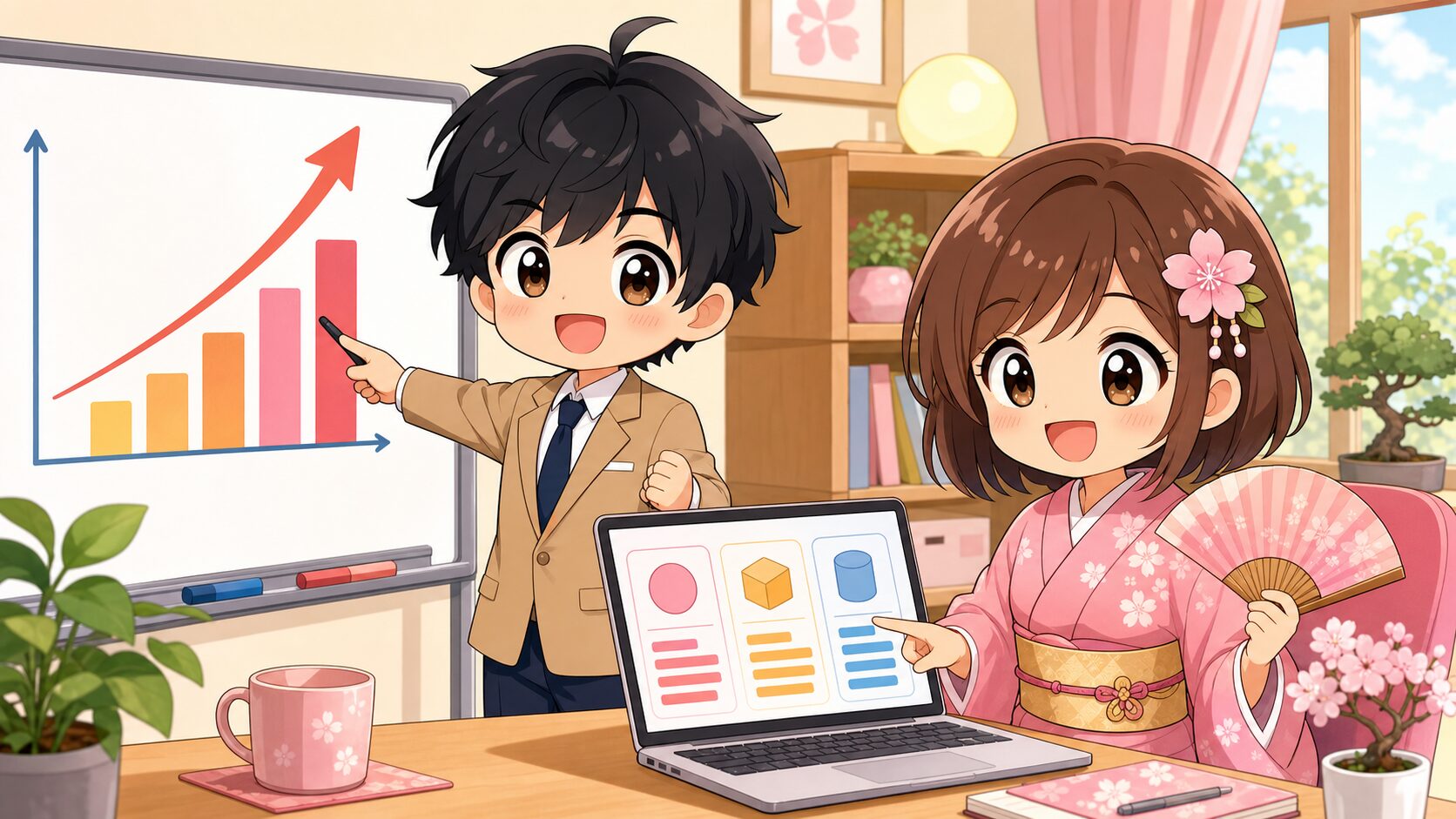 単価相場のグラフを見ながら案件を比較するMASAKIとSAKURA