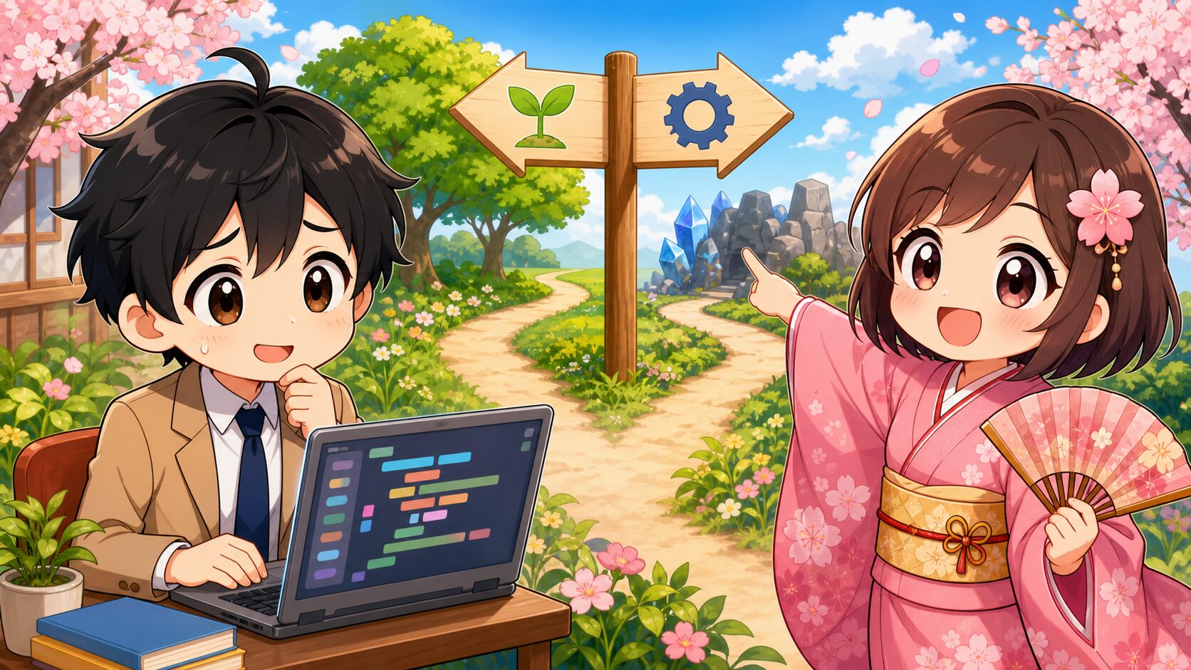 独学とスクールの分かれ道で悩むMASAKIに助言するSAKURA