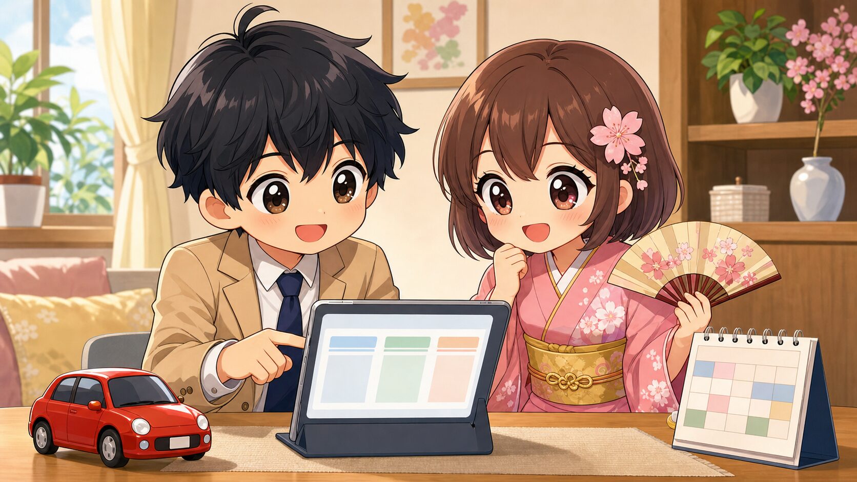 自動車保険の見積もりを比較するMASAKIとSAKURA