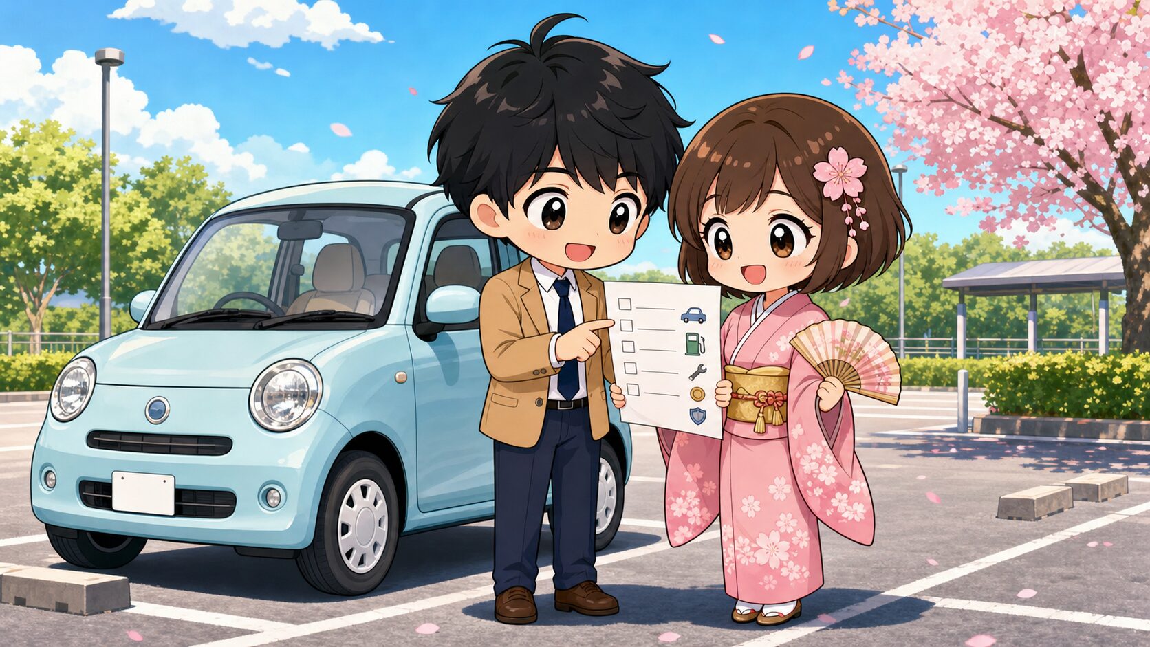 車の維持費チェックリストを一緒に確認するMASAKIとSAKURA