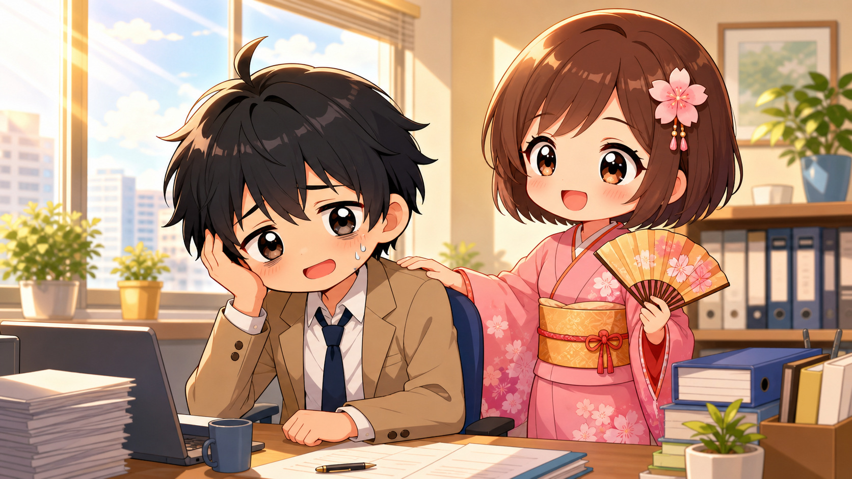 疲れた表情のMASAKIに寄り添って声をかけるSAKURA