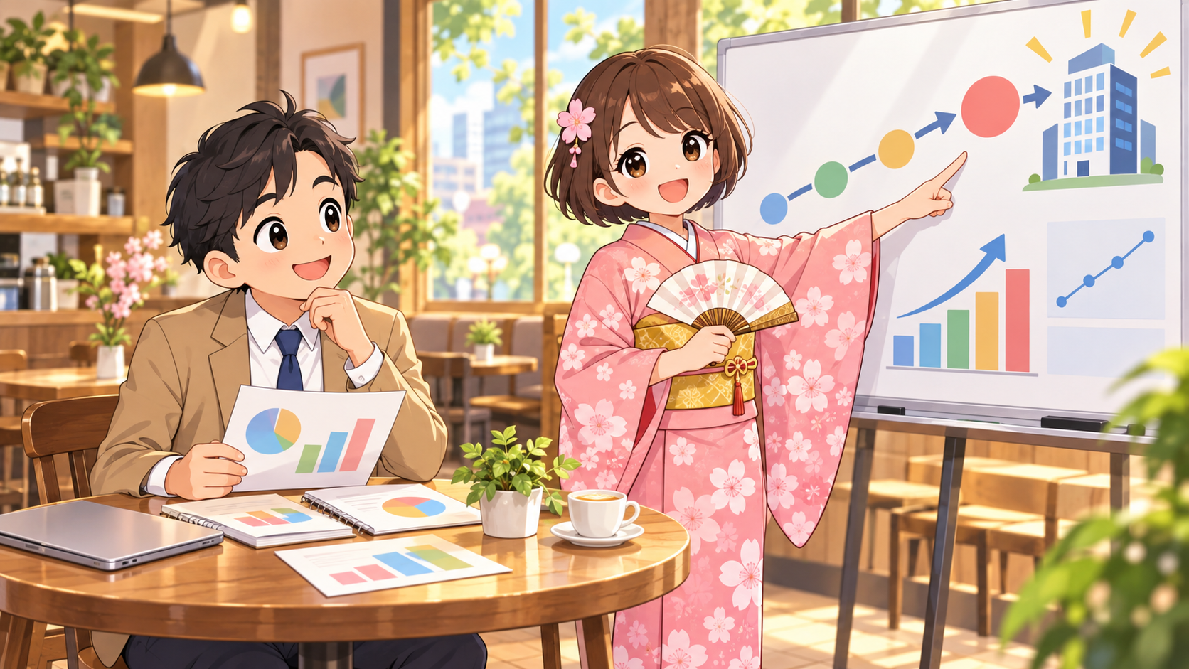 30代後半のMASAKIがSAKURAと一緒にコンサル転職に向けたキャリアプランを前向きに考えている様子
