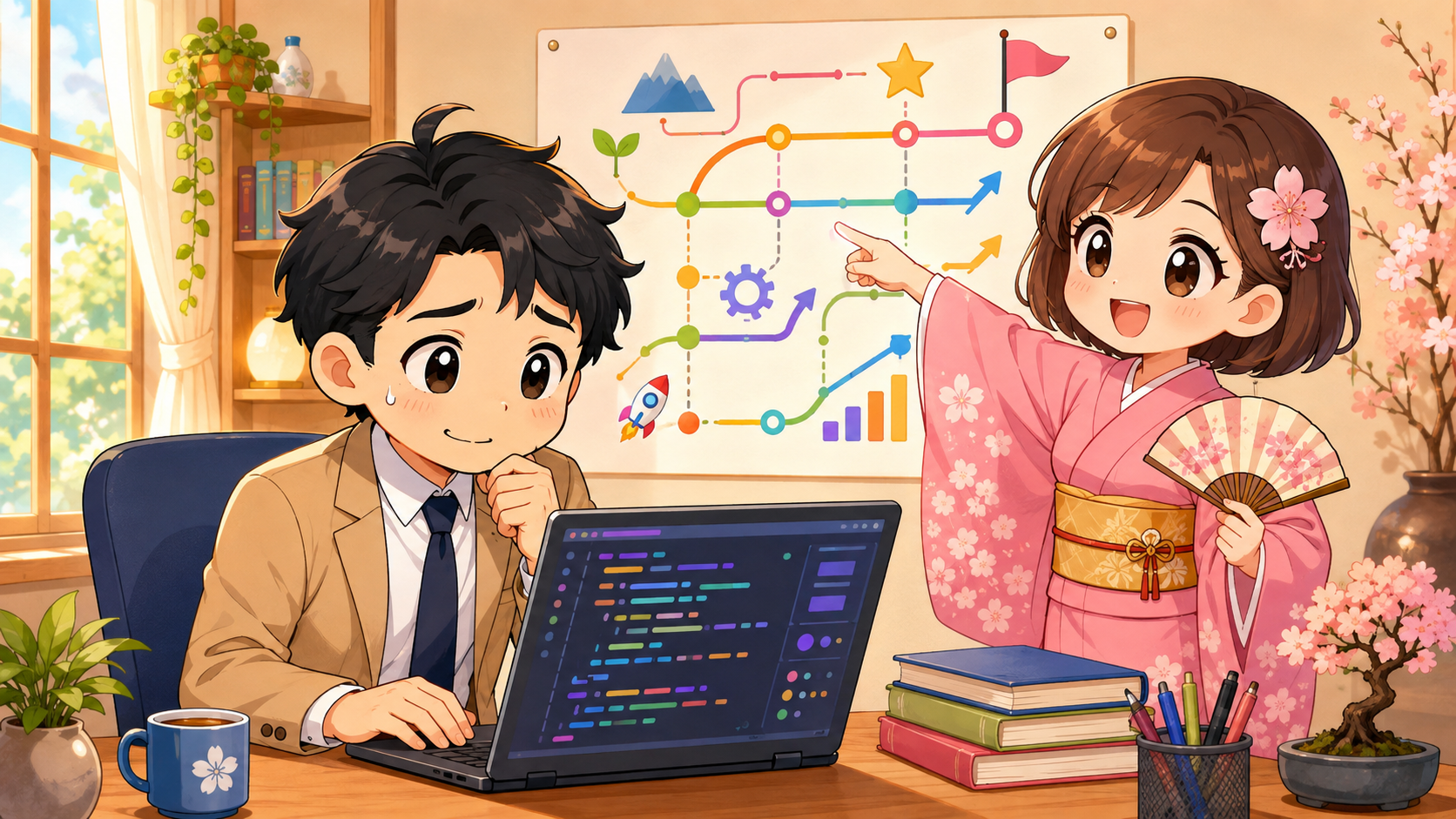 30代でプログラミングを学ぶMASAKIと転職ロードマップを示すSAKURA