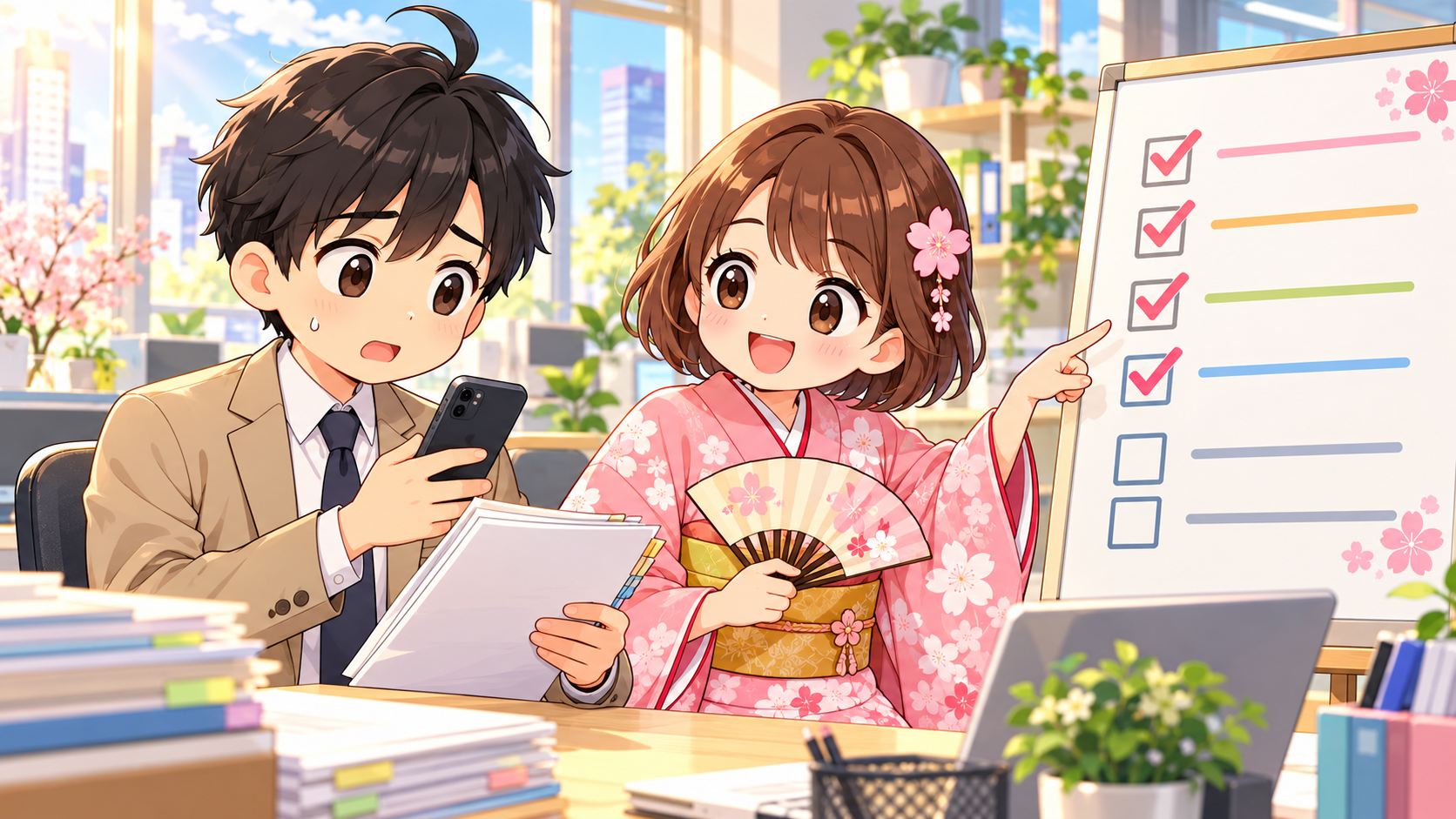 人材紹介営業のきつさに悩むMASAKIに、SAKURAが向いてる人の特徴をアドバイスしている様子